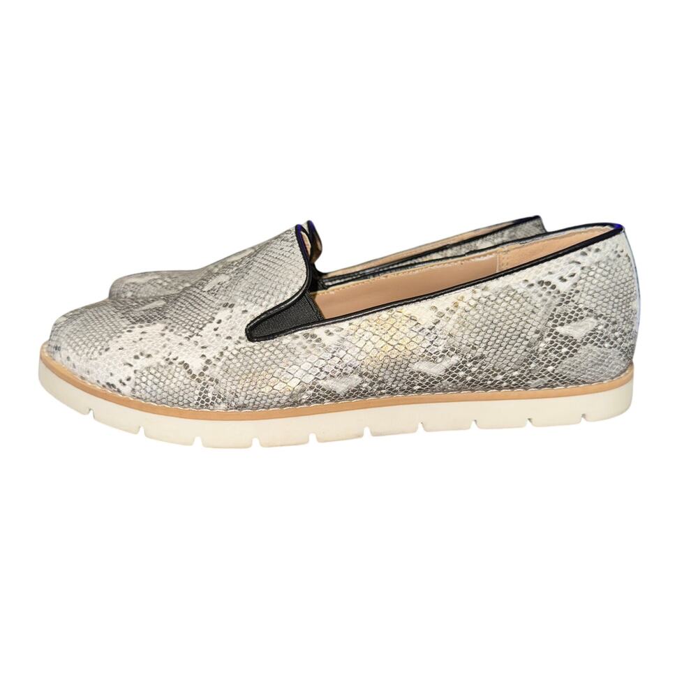 Life Stride Ultra Loafers Women's 8.5 Gray Snake Print Faux Leather Slip On Shoe